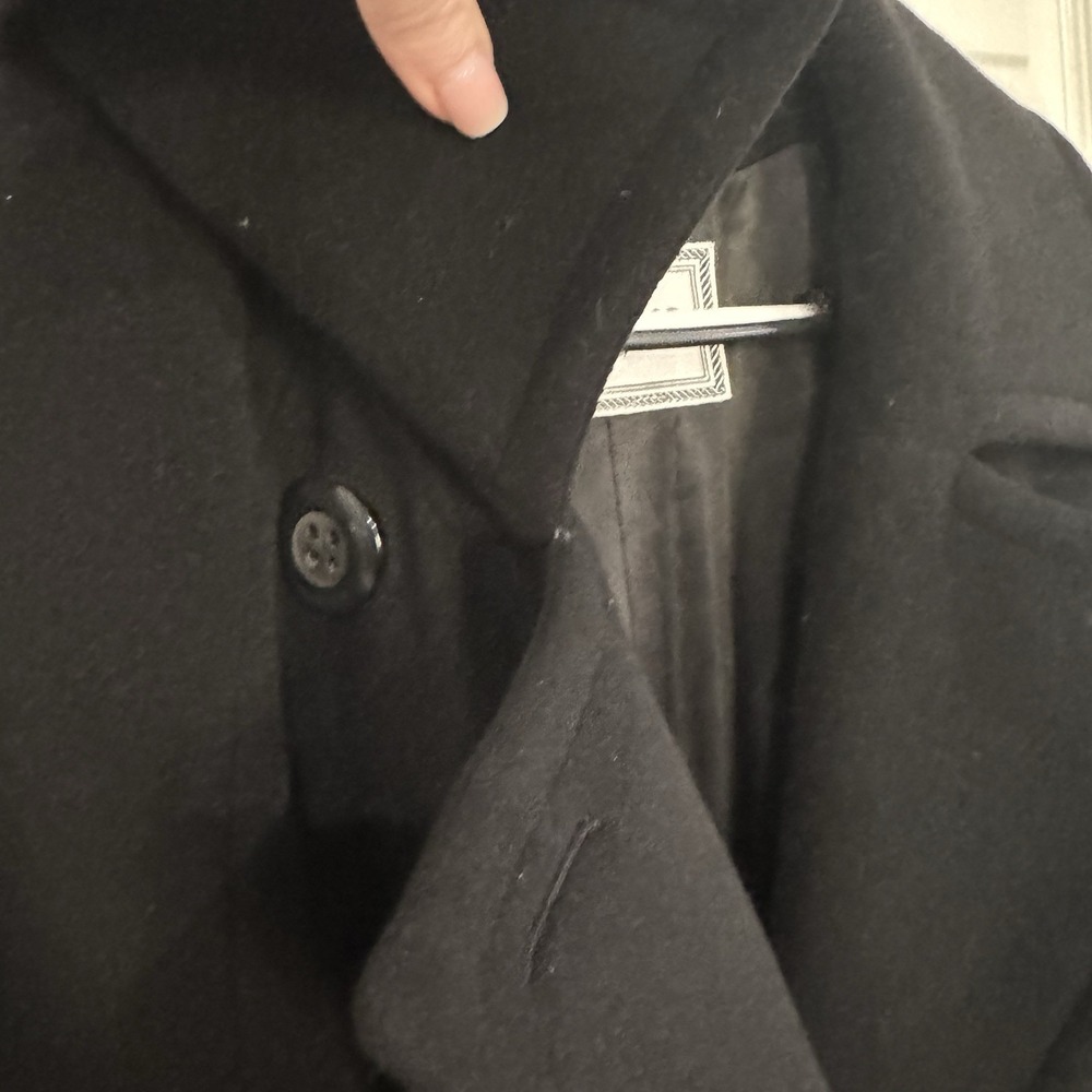 Giuliana Teso Neiman Marcus Black Wool Blend Long Coat Sz-44 Made In Italy VTG‎ - Picture 4 of 16